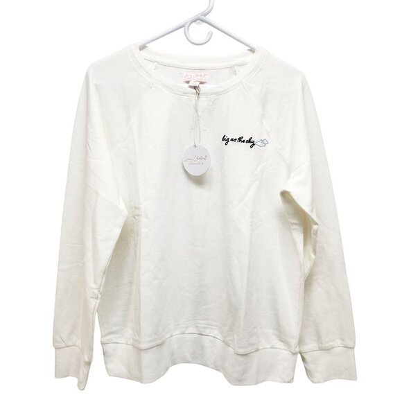 Lacey Chabert Collection White Big As The Sky Embroidered Sweatshirt Size M - Picture 1 of 11